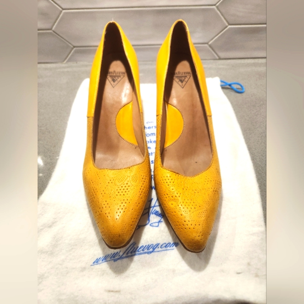 John Fluevog yellow pumps